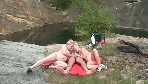 Slutty blonde gets seduced by horny mature couple