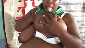 BBW Ebony Pregnant and Milking Pregnant