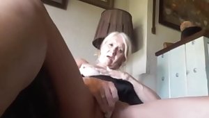 Grandma Kelly masturbates as if she is