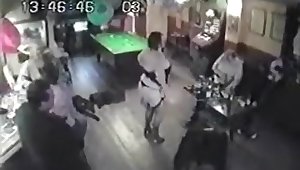 Chubby mature stripper puts on a show at the bar