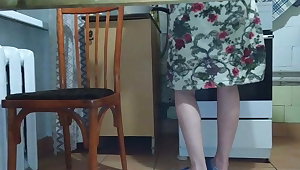 Under the table without panties