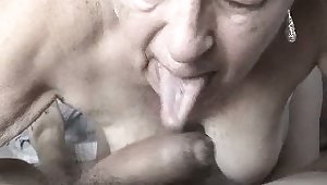 Wondrous perverted wrinkled and too old lady sucked neighbor's cock