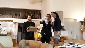 Rich European lady is never so aroused than when two men want to fuck her