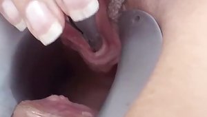 Masturbate Peehole with Japanese probe, brush and chain in urethra